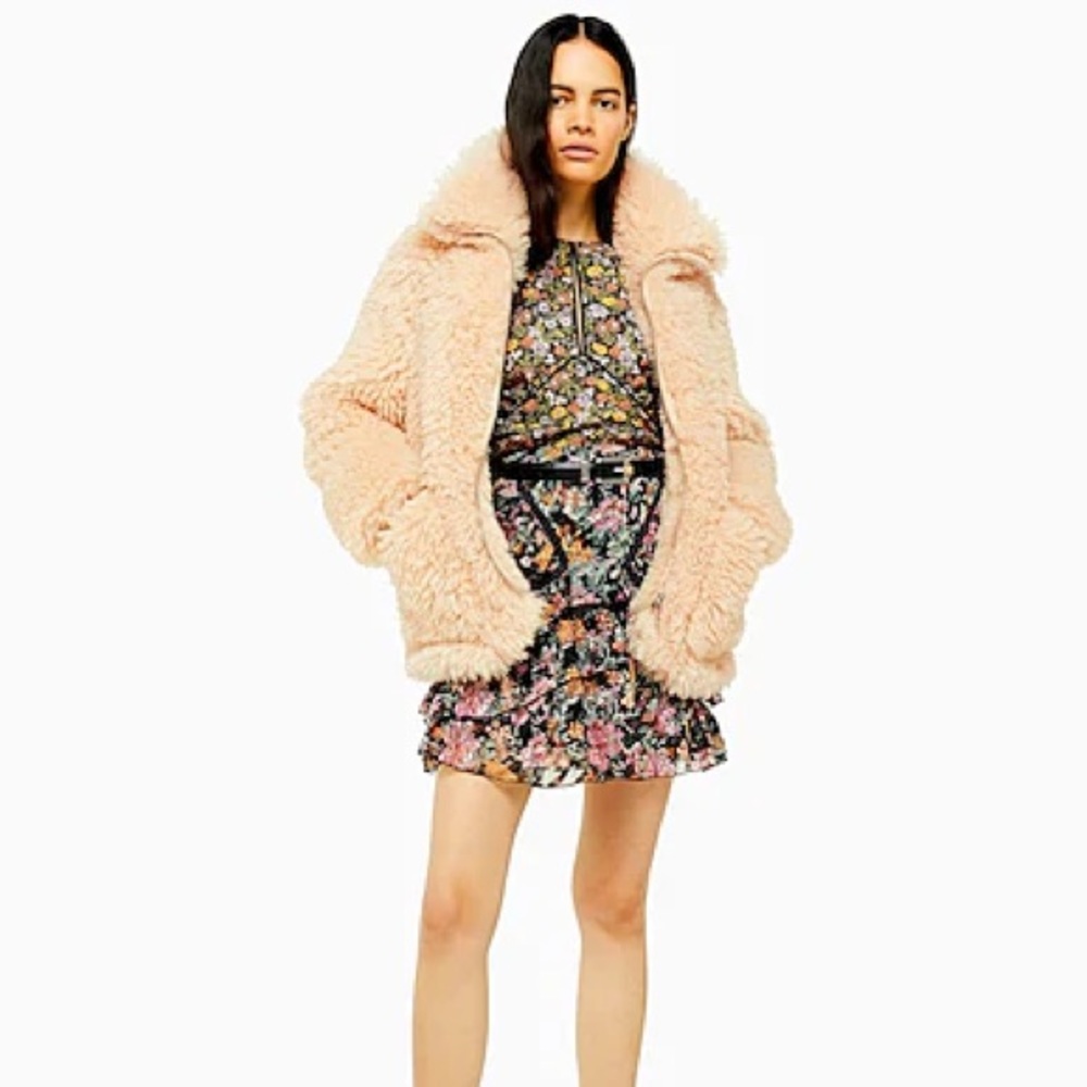Topshop Jonas faux shearling zip fur coat borg Sherpa - Picture 13 of 14